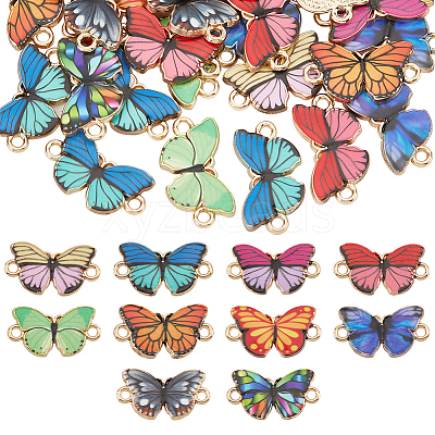 50Pcs 10 Colors Alloy Enamel Connector Charms ENAM-NB0002-01-1