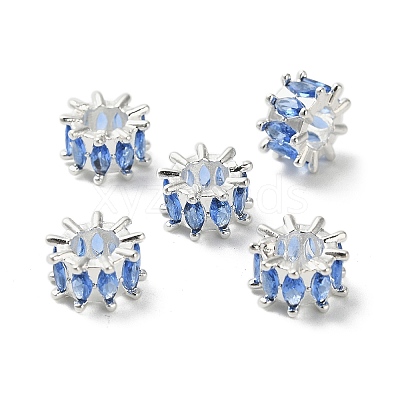 Brass Micro Pave Cubic Zirconia European Beads KK-B142-13B-03S-1