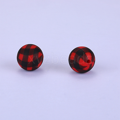 Printed Round Silicone Focal Beads SI-JX0056A-44-1
