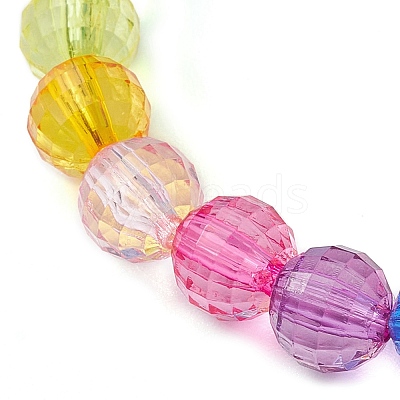 7.5mm Faceted Round Transparent Acrylic Beaded Stretch Bracelets BJEW-JB10249-01-1