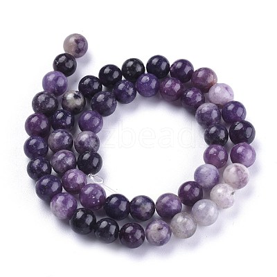 Natural Lepidolite/Purple Mica Stone Beads Strands X-G-K415-8mm-1