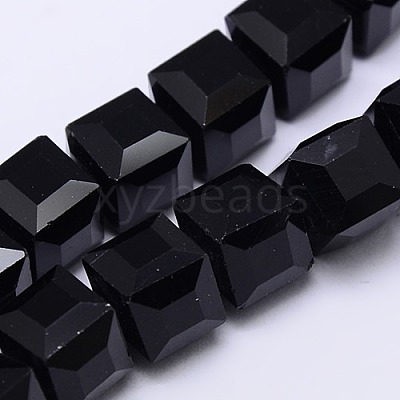 Faceted Cube Shaped Crystal Glass Beads Strands GLAA-F008-F02-1