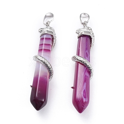 Natural Agate Big Pointed Pendants G-F696-B10-1