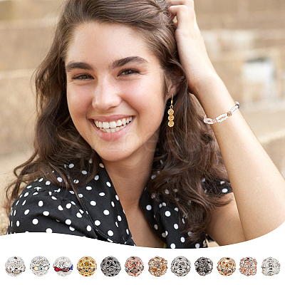 96Pcs 12 Colors Brass Rhinestone Beads KK-PH0011-02-1