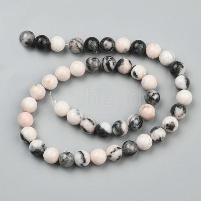 Natural Pink Zebra Jasper Beads Strands X-G-P231-01-10mm-1