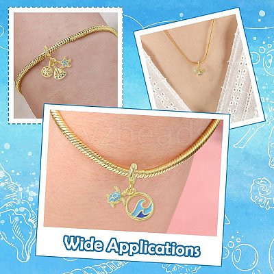 5Pcs 5 Styles Brass Pave Cubic Zirconia European Dangle Charms KK-CJ0004-01-1