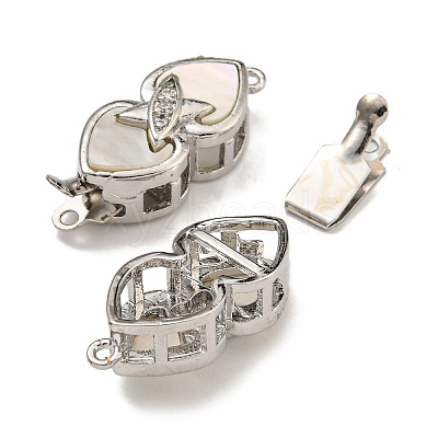 Brass Micro Pave Clear Cubic Zirconia Box Clasps KK-U037-14P-1