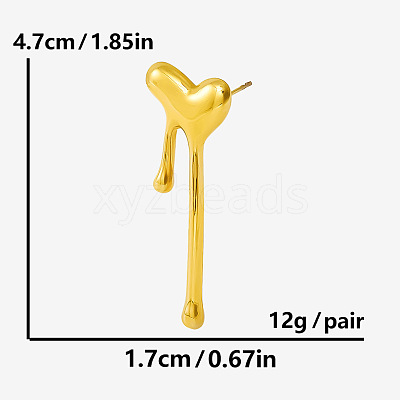 1 Pair Stylish Heart Tassel 304 Stainless Steel Stud Earrings for Women WI4512-2-1