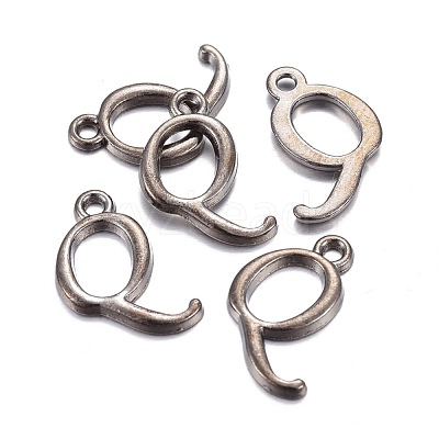 Gunmetal Plated Alloy Letter Pendants PALLOY-J718-01B-Q-1