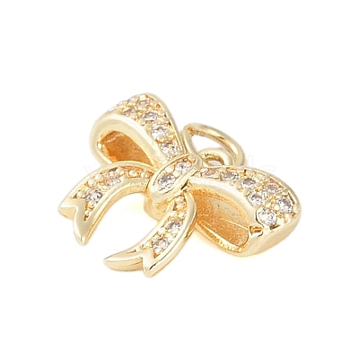 Rack Plating Brass Micro Pave Clear Cubic Zirconia Pendants KK-Z060-06G-02-1