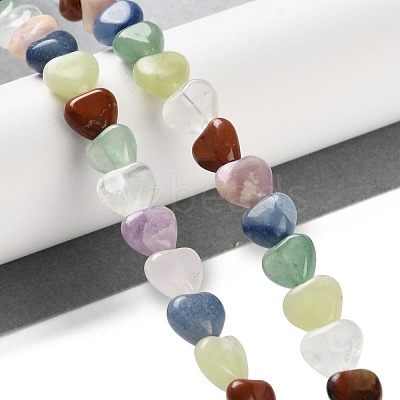 Natural Quartz Crystal & Red Jasper & Green Aventurine & Blue Aventurine & Lepidolite & Amethyst & Lemon Jade Beads Strands G-B022-39A-1