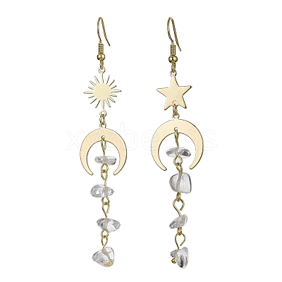 Moon & Sun & Star Brass Asymmetrical Earrings EJEW-JE05461-03-1