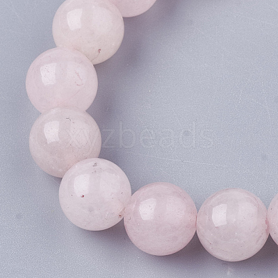 Natural Rose Quartz Bead Stretch Bracelets BJEW-S140-20B-1