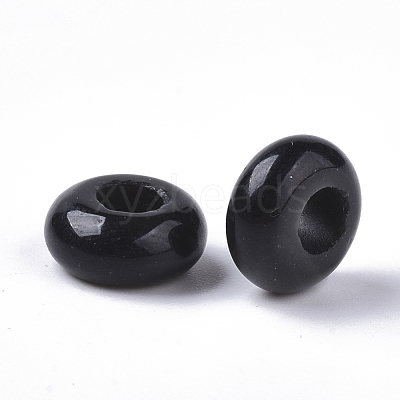 Natural Black Gemstone European Beads G-Q503-01-1