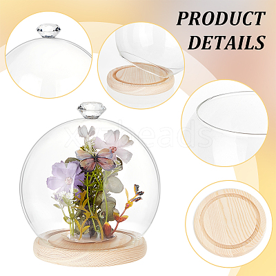 Diamond Glass Dome Cover AJEW-WH0348-294D-02-1