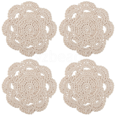 Handmade Cotton Lace Cup Coasters AJEW-GF0008-84A-1