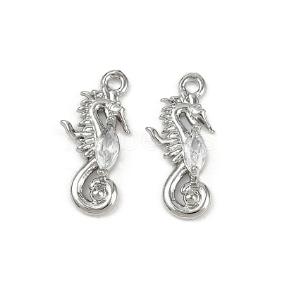 Brass Micro Pave Cubic Zirconia Pendants KK-C093-10P-1