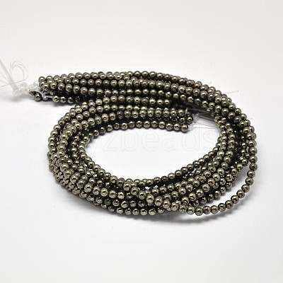 Natural Pyrite Round Beads Strands G-F197-10-8mm-1
