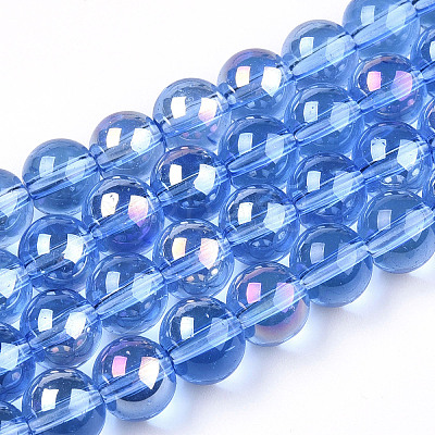 Electroplate Transparent Glass Beads Strands GLAA-T032-T8mm-AB04-1