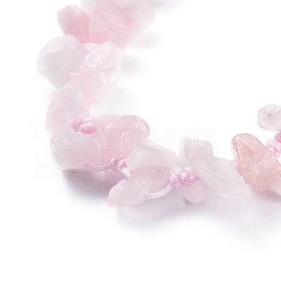 Adjustable Natural Rose Quartz Chip Beads Braided Bead Bracelets BJEW-JB04392-01-1