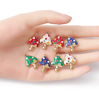 8Pcs 4 Colors Autumn Theme Rack Plating Alloy Enamel Pendants ENAM-YW0003-35-1