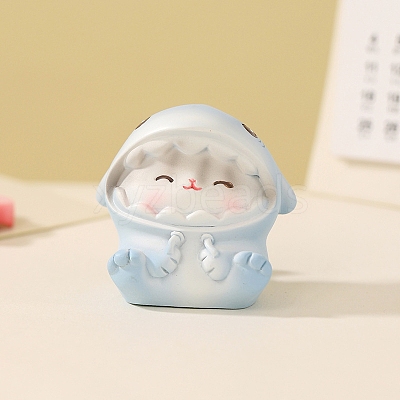 Resin Shark-shaped Pudding Cat Mini Model Display Decorations PW-WGC7317-02-1