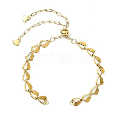Brass Heart Link Chain Slider Bracelet Making AJEW-JB01603-01-1