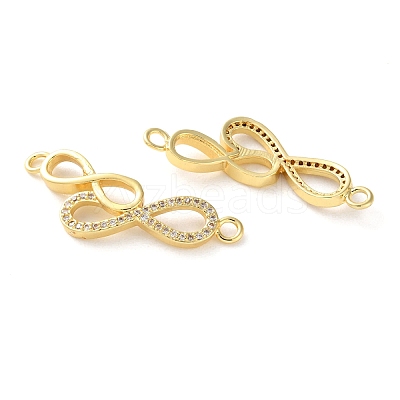 Rack Plating Brass Micro Pave Cubic Zirconia Infinity Connector Charms KK-C084-23C-G-1