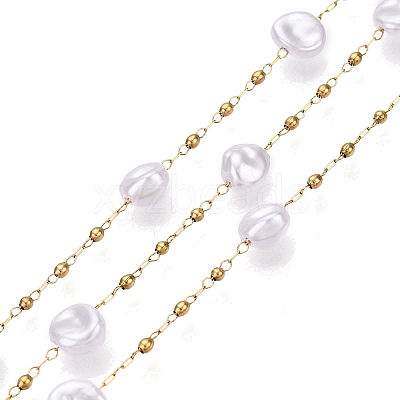 Handmade ABS Plastic Imitation Pearl Beads Chains CHS-T006-07G-1