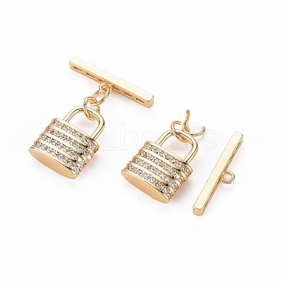 Brass Micro Pave Clear Cubic Zirconia Toggle Clasps KK-S356-724-1