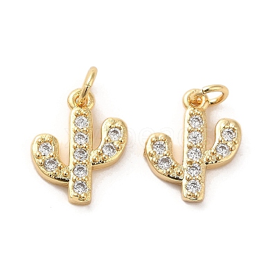 Rack Plating Brass Micro Pave Clear Cubic Zirconia Pendants KK-A206-10G-1