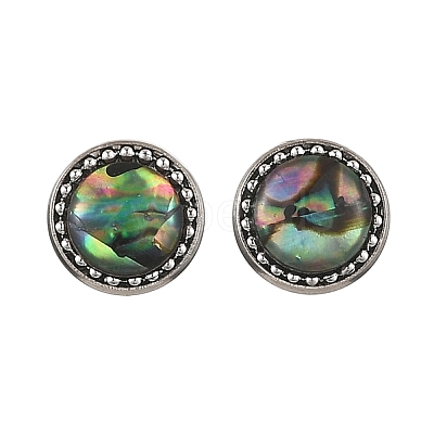 Paua Shell & Brass Stud Earrings for Women EJEW-JE07472-02-1