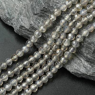 Natural Grey Agate Round Beads Strand G-L084-4mm-08-1
