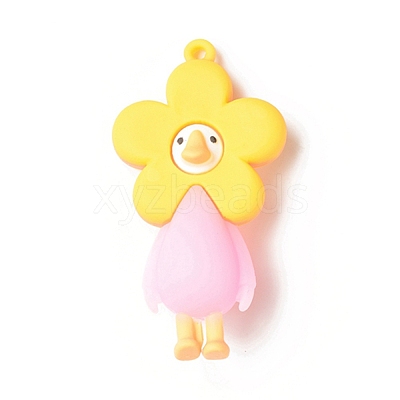 Opaque Resin Cute Duck Big Pendants RESI-D065-B01-1