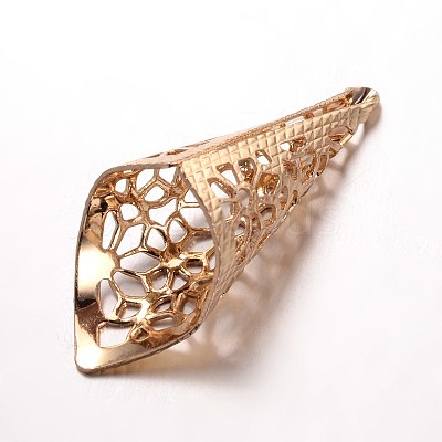 Apetalous Filigree Brass Bead Cones KK-N0089-02KCG-1