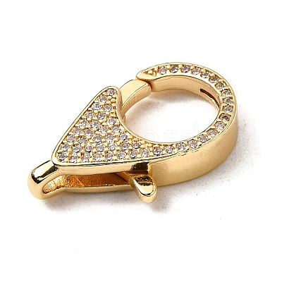 Brass Clear Cubic Zirconia Lobster Claw Clasps KK-Z078-49C-G-1