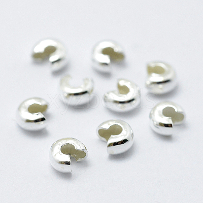 925 Sterling Silver Crimp Beads Cover STER-G027-27S-4mm-1
