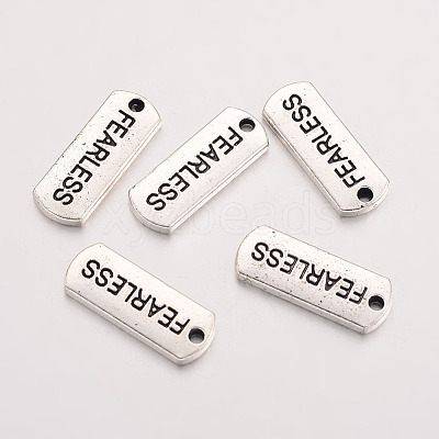 Tibetan Style Alloy Rectangle with Word Fearless Pendants LS-TIBEP-Q043-064-RS-1