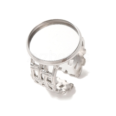 Woven Bezel 304 Stainless Steel Cuff Ring Components SA-CBAD8FA-01P-05-1