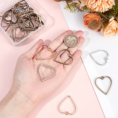 Rack Plating Alloy Open Back Bezel Pendants PALLOY-OC0001-12-1