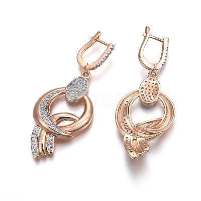 Brass Micro Pave Cubic Zirconia Jewelry Sets SJEW-F189-08KCG-1