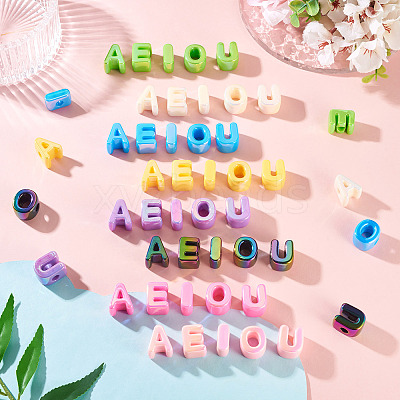 50Pcs 5 Styles UV Plating Opaque Acrylic Beads PACR-TA0001-31E-1