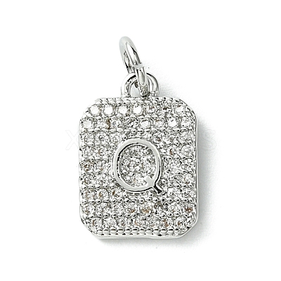Rack Plating Brass Micro Pave Clear Cubic Zirconia Charms KK-G501-01Q-P-1