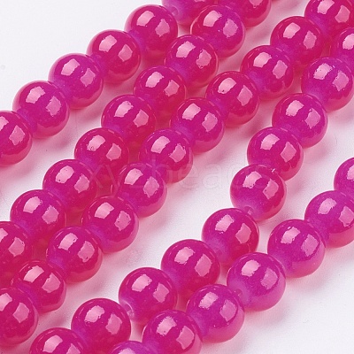 Imitation Jade Glass Round Beads Strands X-DGLA-S076-8mm-24-1