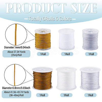 6Rolls 6 Colors Nylon Braided Cord NWIR-TA0001-46A-1