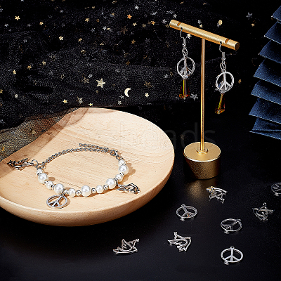 28Pcs 2Style 201 Stainless Steel Pendants STAS-UN0035-30-1