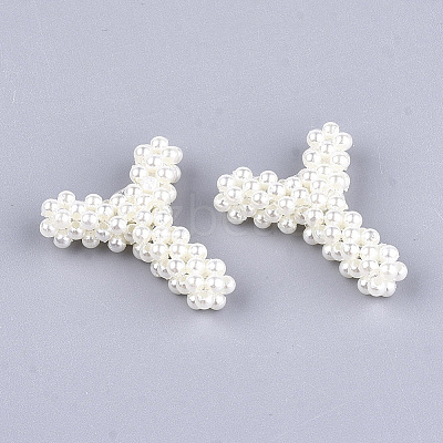 Handmade ABS Plastic Imitation Pearl Woven Beads FIND-T039-18-Y-1