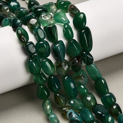 Natural Green Onyx Agate(Dyed & Heated) Beads Strands G-P568-C14-01-1