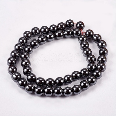Non-Magnetic Synthetic Hematite Beads Strands G-H1624-8mm-1-1