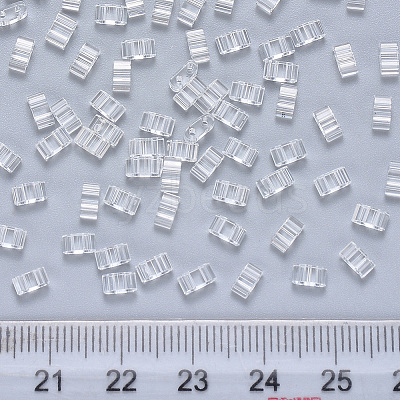 FGB 2-Hole Transparent Glass Seed Beads SEED-S031-M-001-1